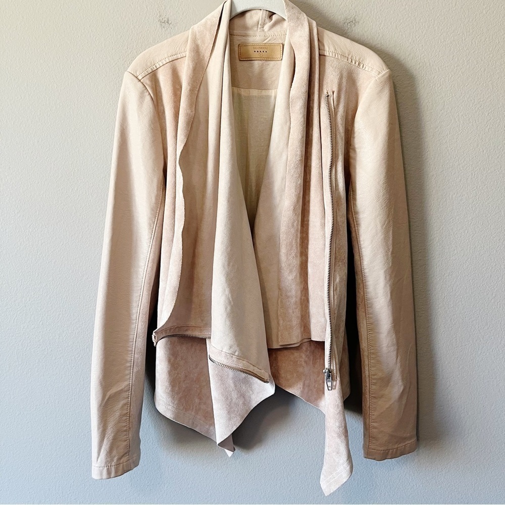 Blank NYC Soft Pink Faux Leather Suede Moto Jack Full Zip Size Small